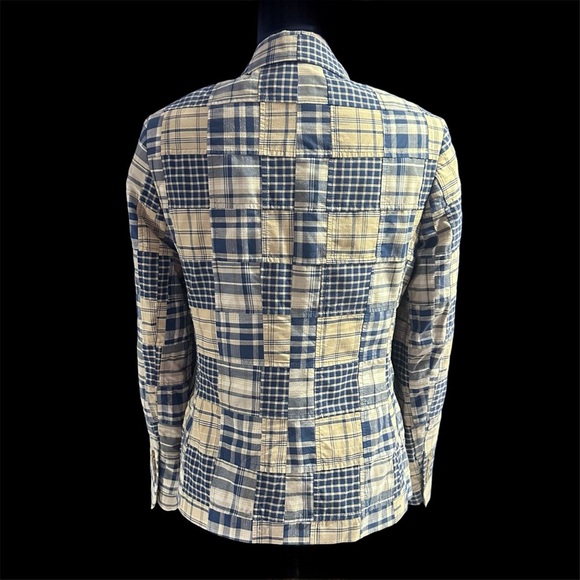 Madras Plaid Women's Jacket in Blue and Cream - Picture 5 of 7